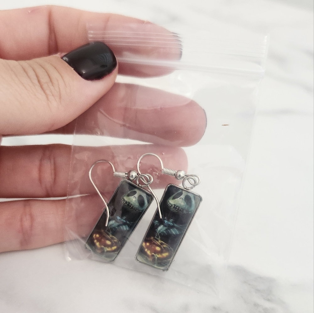 Jack Skellington Halloween Earrings Pumpkin Dangle Nightmare Before Christmas - Picture 11 of 11